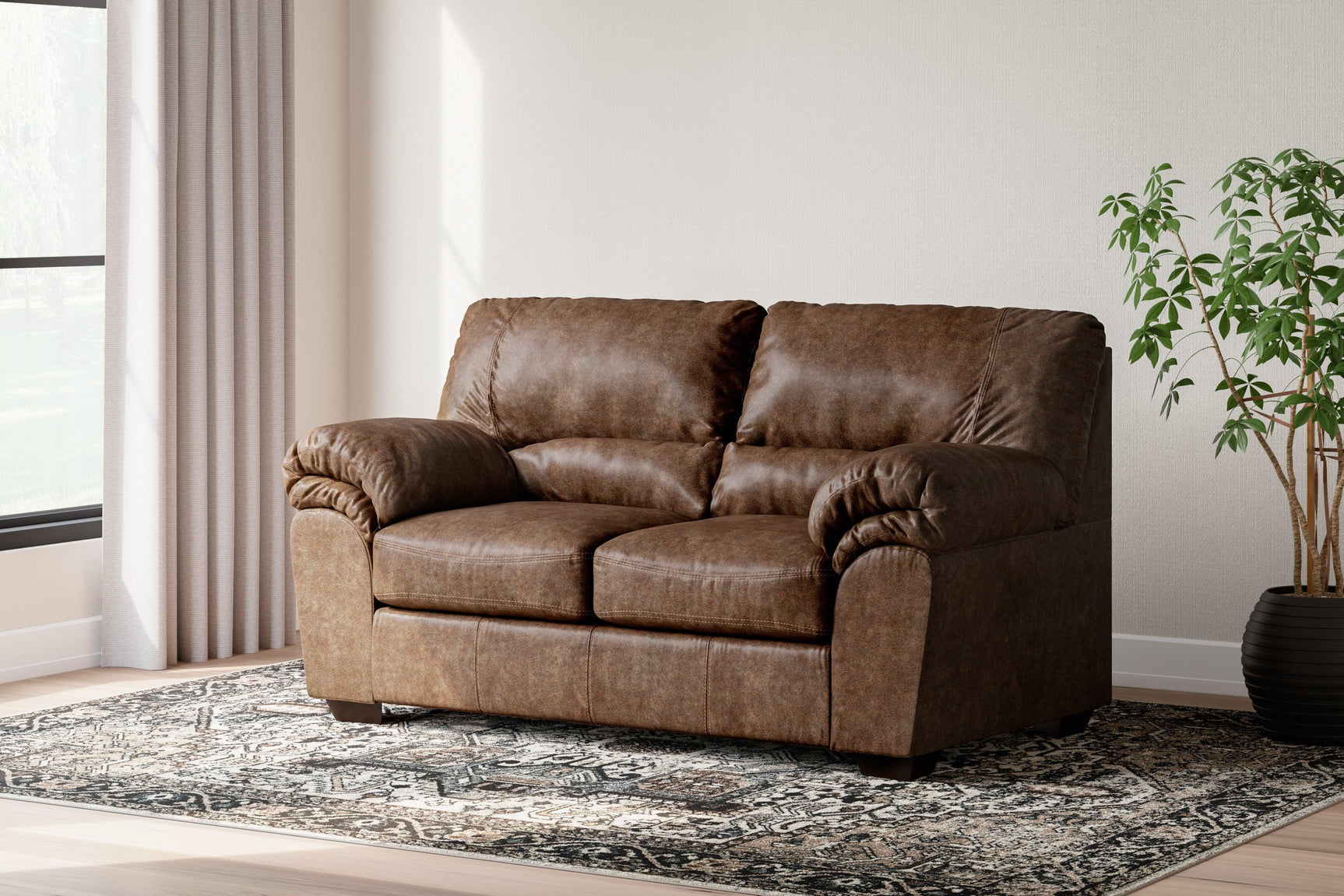 Bladen Coffee Faux Leather Loveseat - Ella Furniture