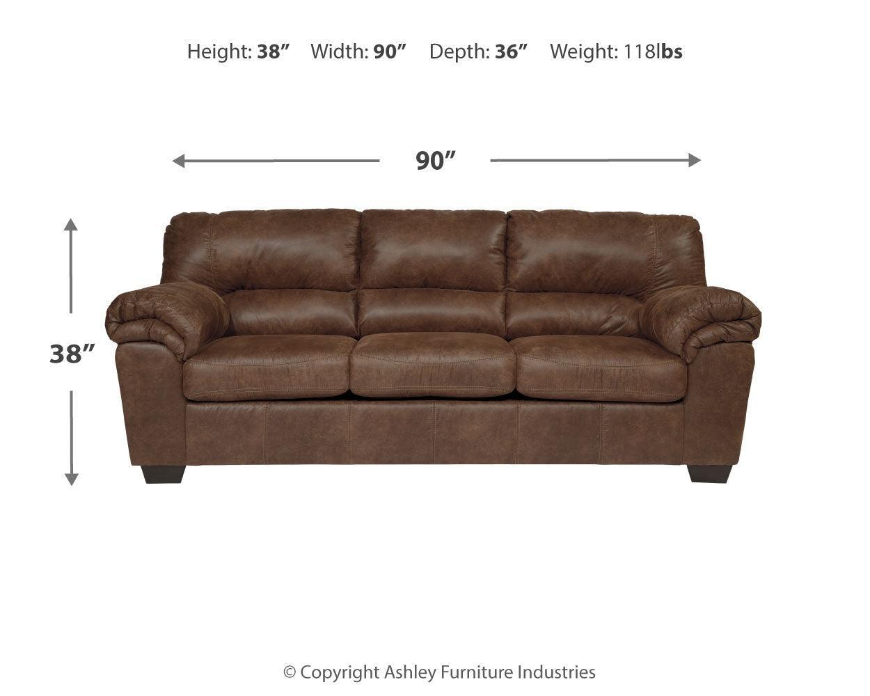 Bladen Coffee Faux Leather Sofa - Ella Furniture