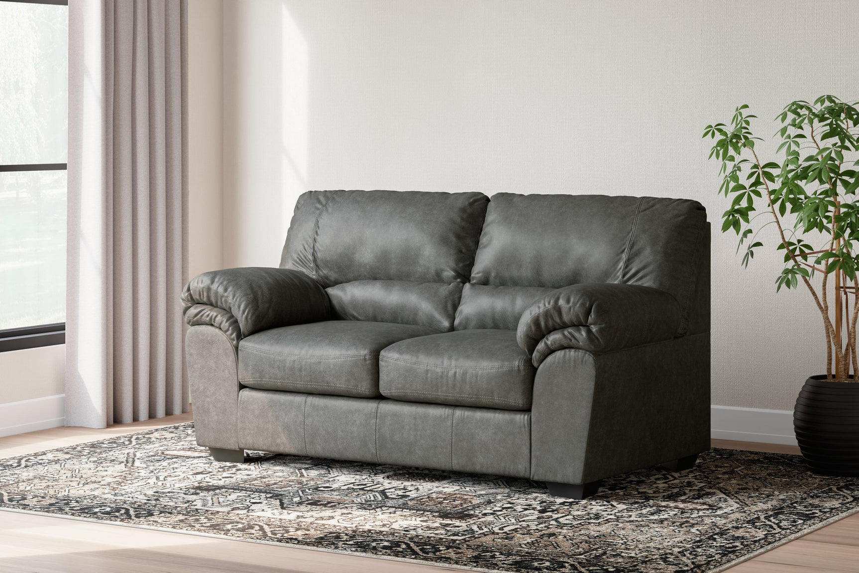 Bladen Slate Faux Leather Loveseat - Ella Furniture