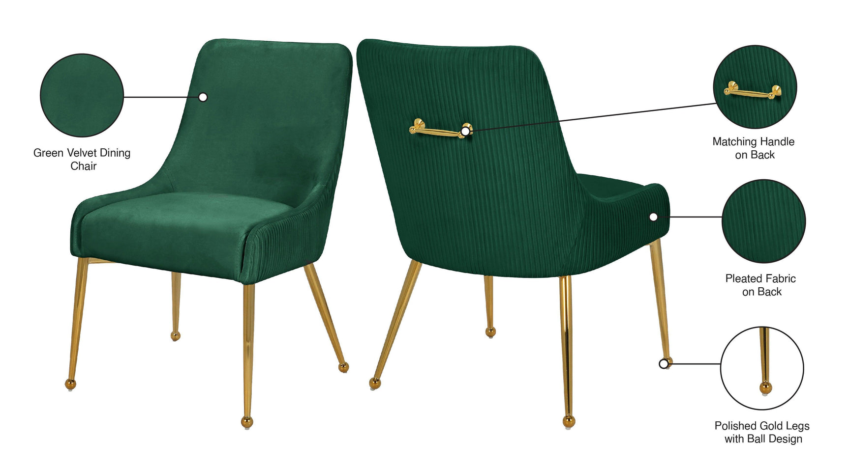 Ace Green Velvet Dining Chair Collection - Ella Furniture