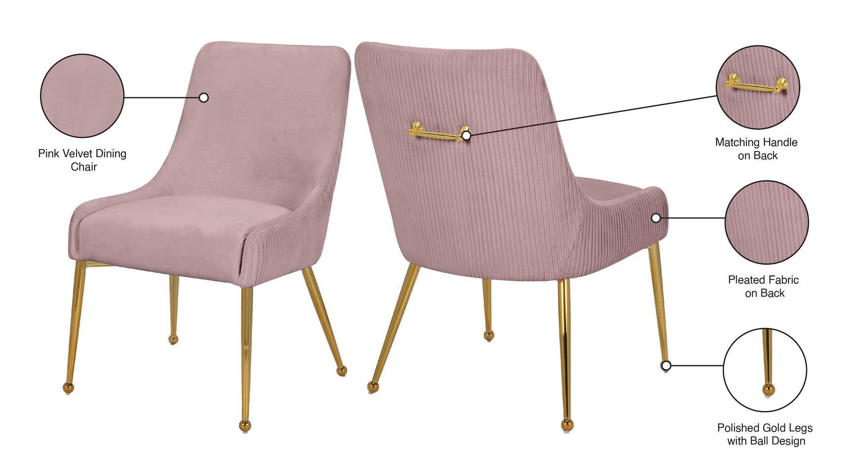 Ace Pink Velvet Dining Chair Collection - Ella Furniture