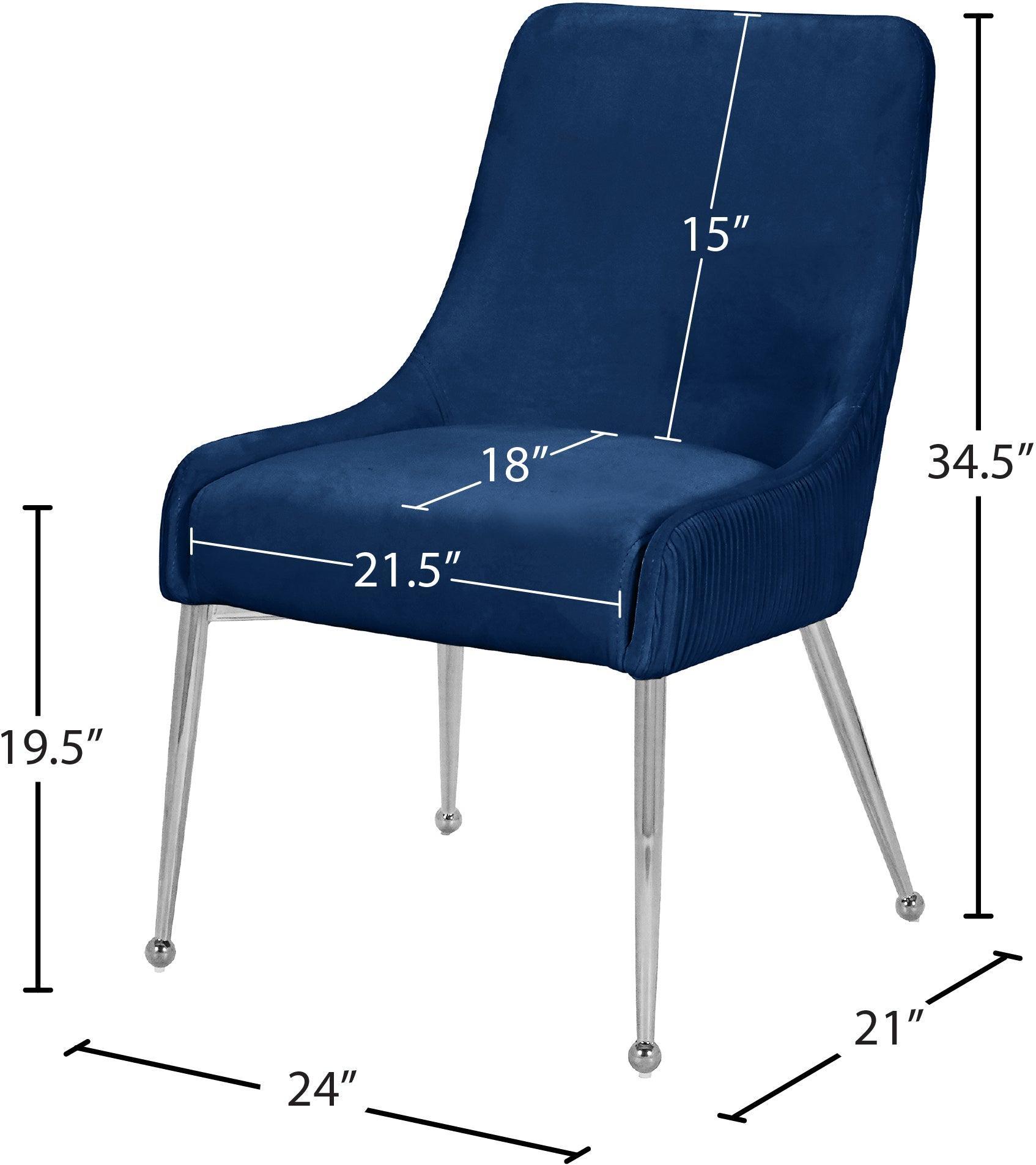Ace Blue Velvet Dining Chair 856Navy - Ella Furniture