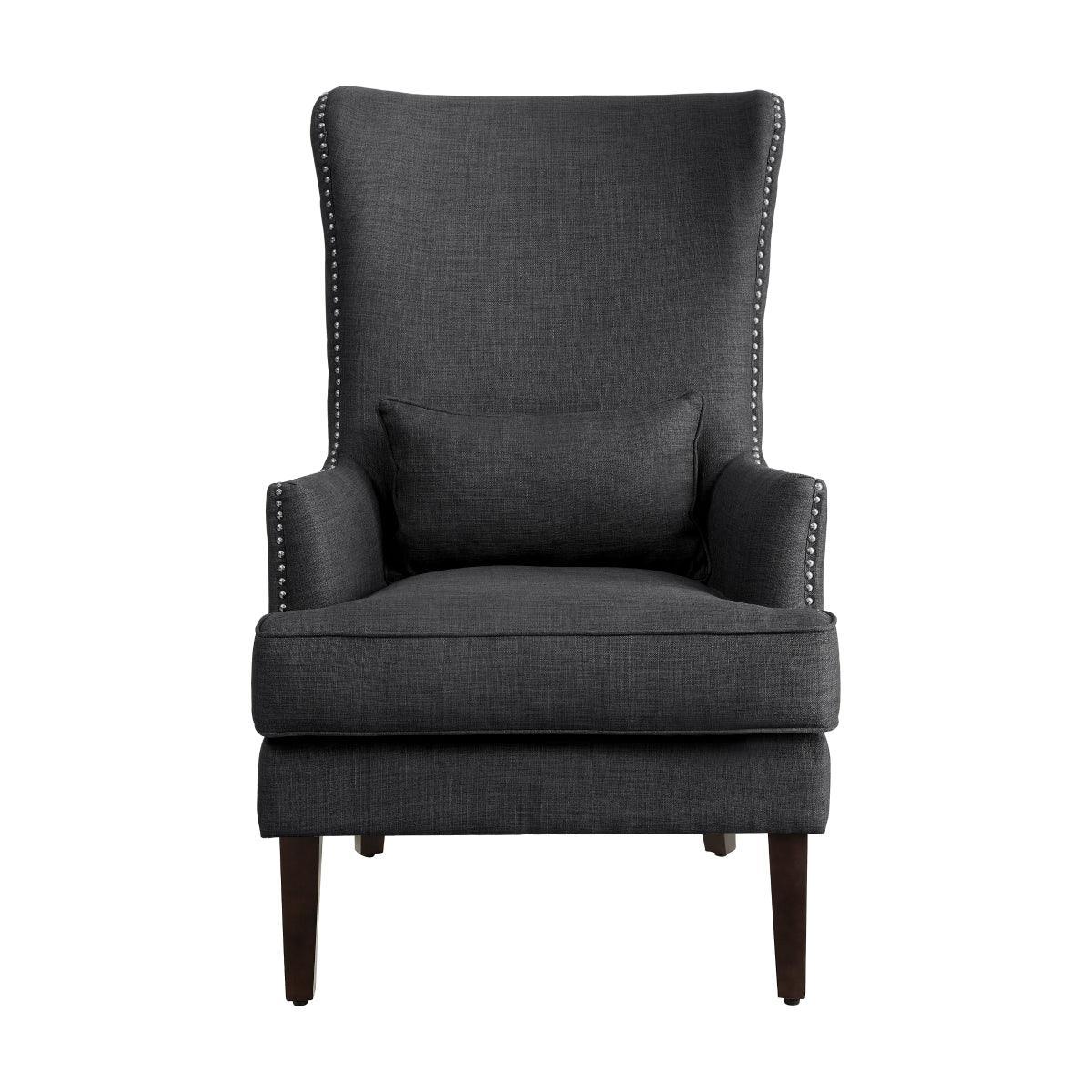 Avina Charcoal Traditional Solid Wood And Plywood Textured Fabric Accent Chair - Ella Furniture