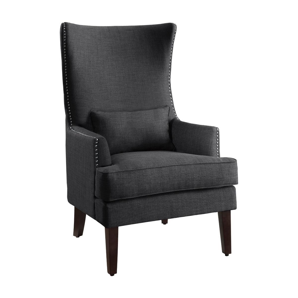 Avina Charcoal Traditional Solid Wood And Plywood Textured Fabric Accent Chair - Ella Furniture