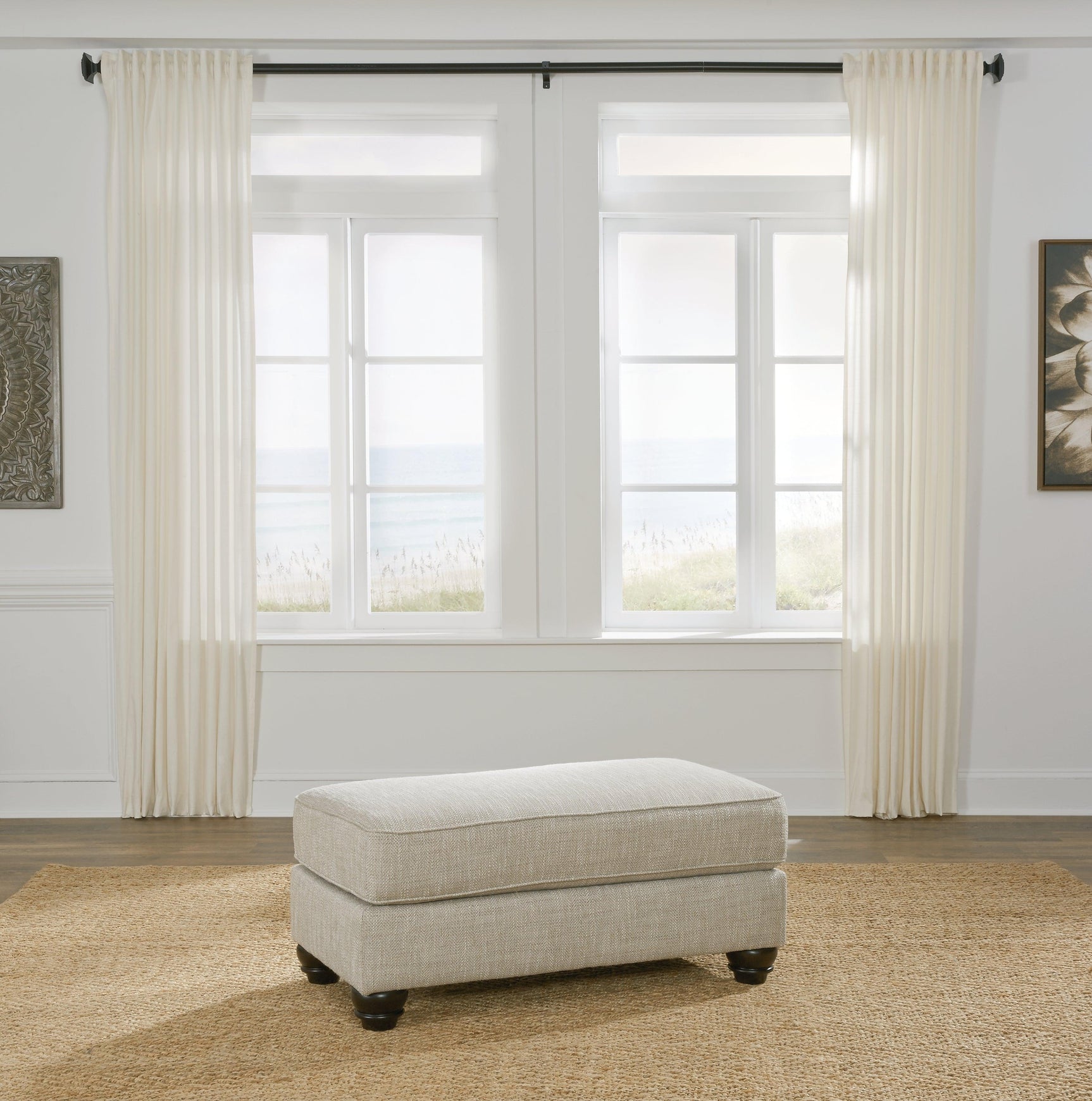 Asanti Fog Chenille Ottoman - Ella Furniture
