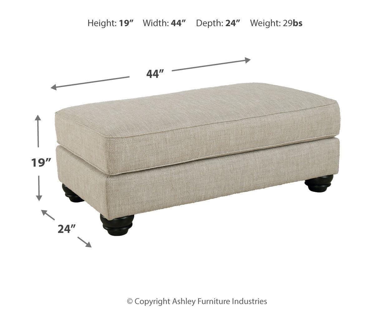 Asanti Fog Chenille Ottoman - Ella Furniture