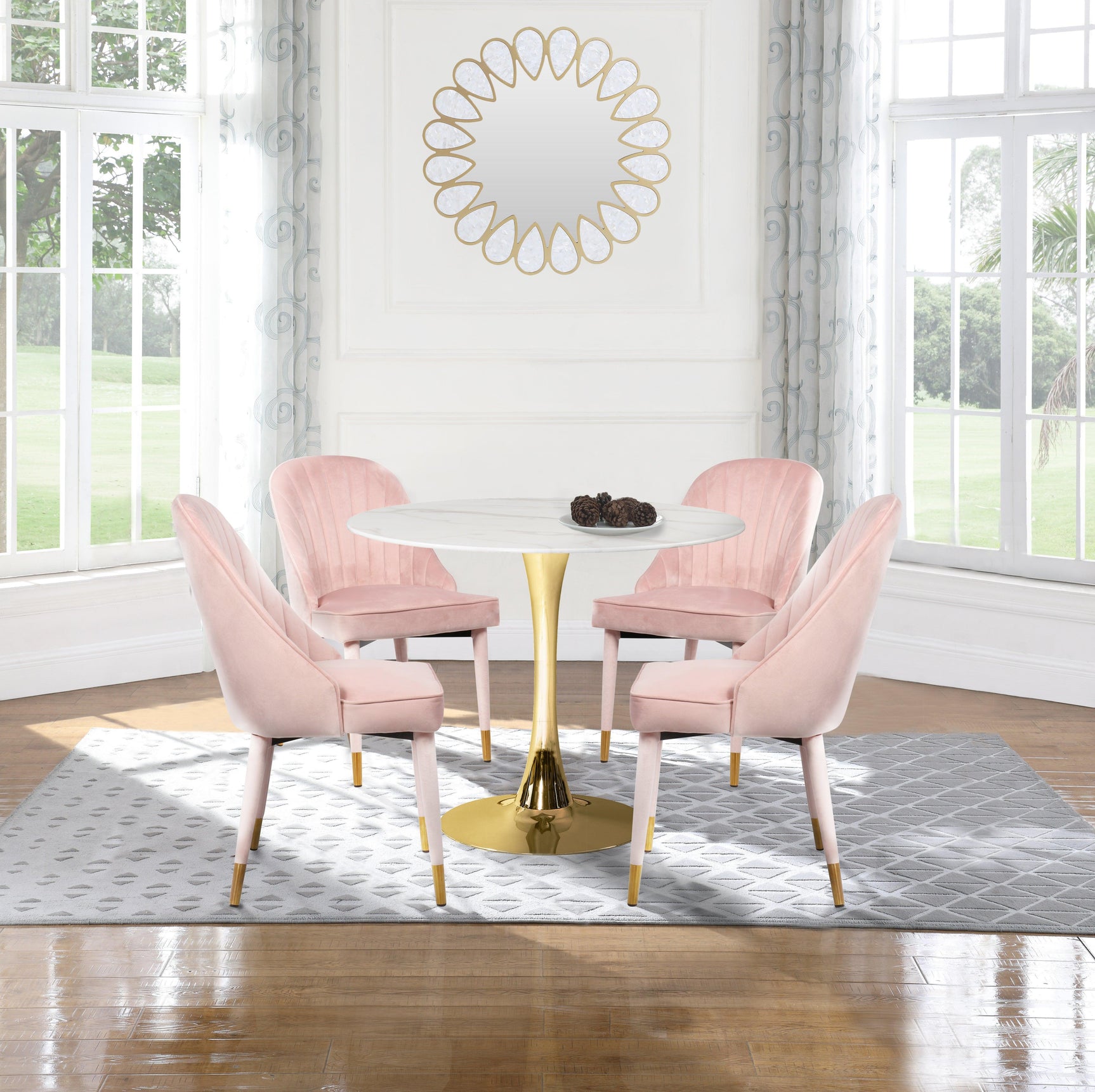 Belle Pink Velvet Dining Chair - Ella Furniture