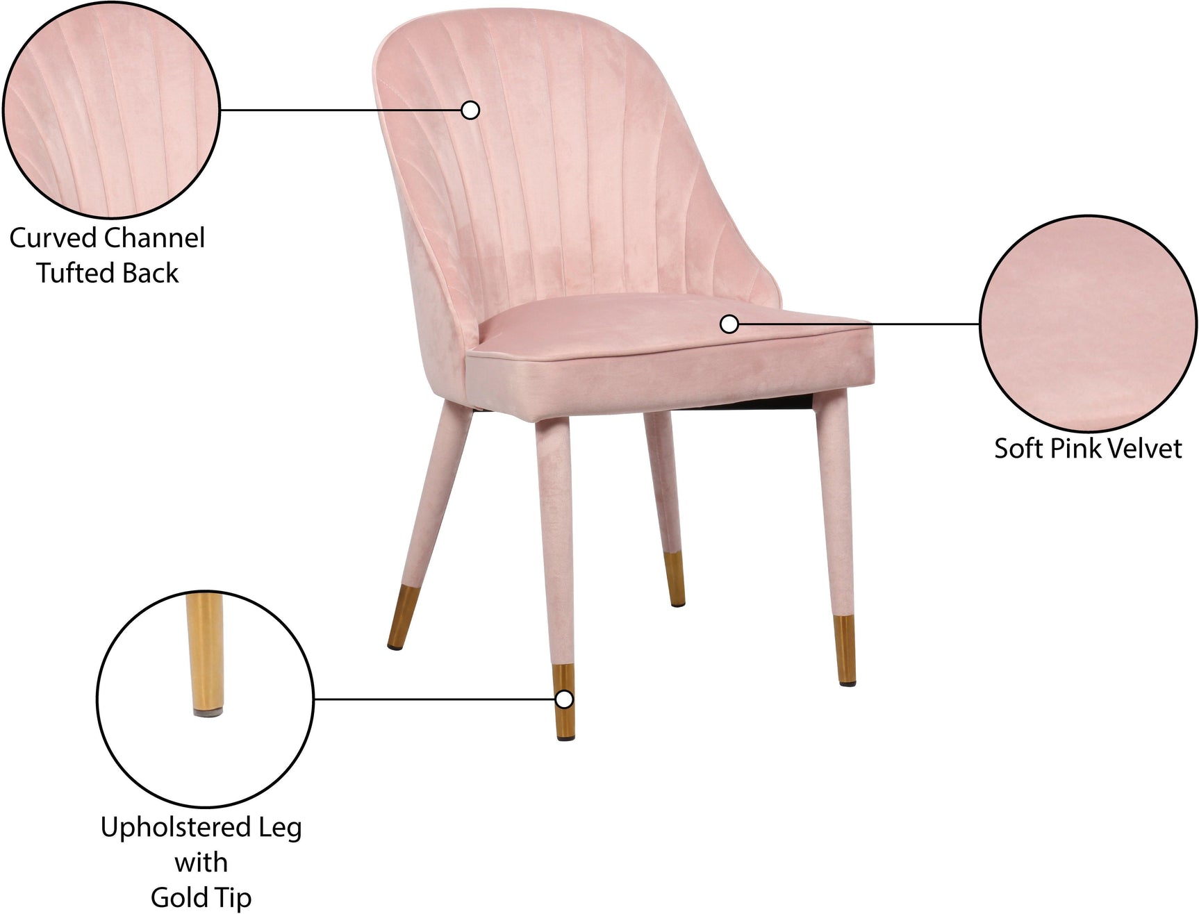 Belle Pink Velvet Dining Chair - Ella Furniture