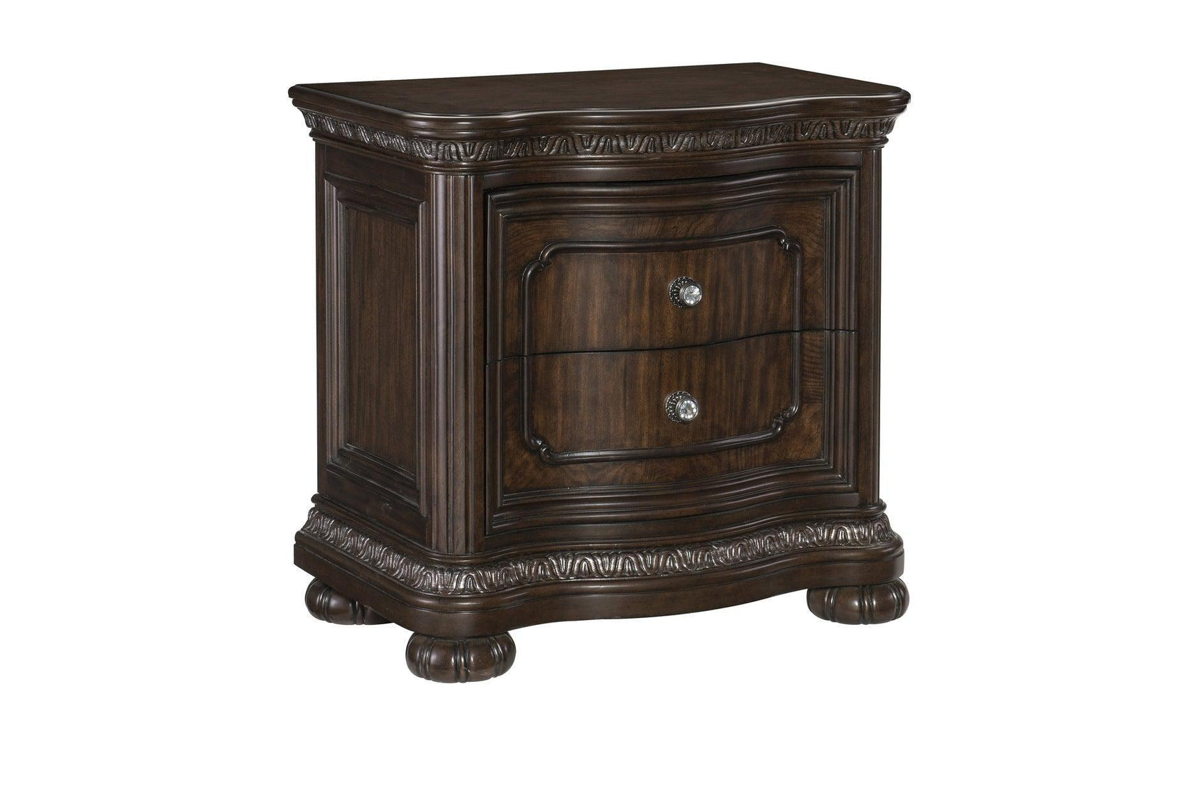 Beddington Dark Cherry Traditional Faux Leather Upholstered Tufted Sleigh Bedroom Set - Ella Furniture
