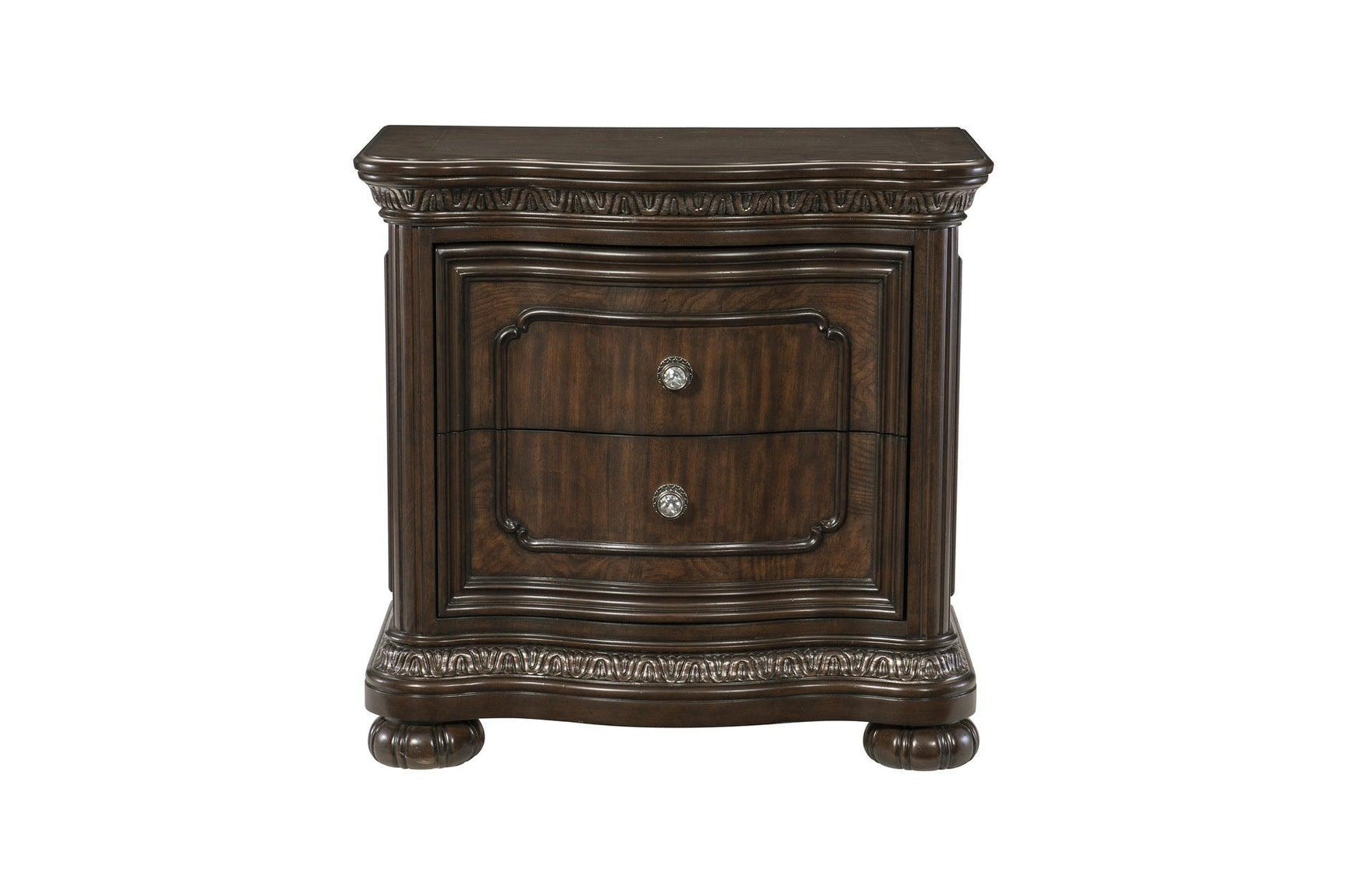Beddington Dark Cherry Traditional Faux Leather Upholstered Tufted Sleigh Bedroom Set - Ella Furniture