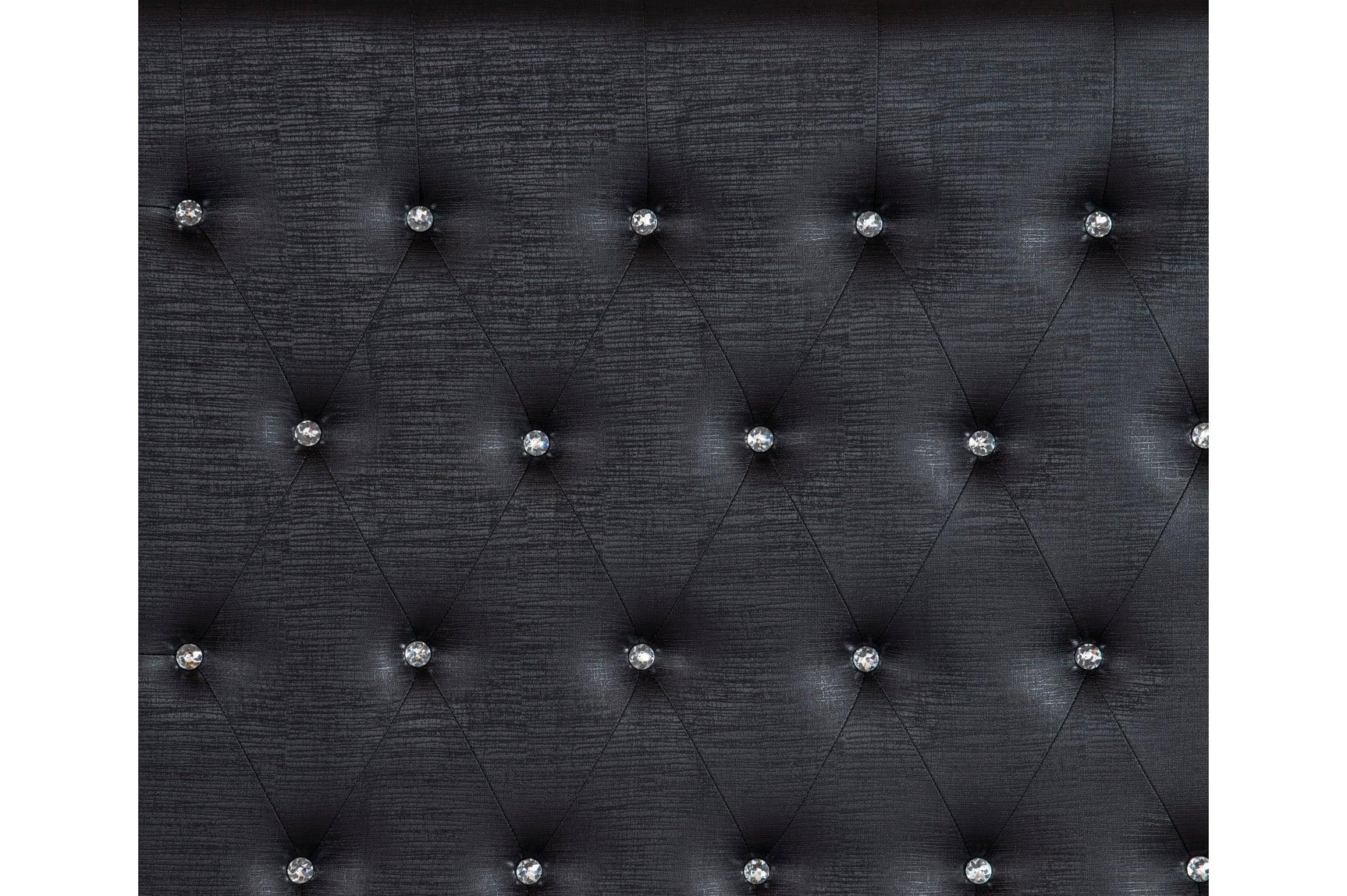 Aveline Black Contemporary Solid Wood Faux Leather LED Upholstered Tufted Panel Bedroom Set - Ella Furniture