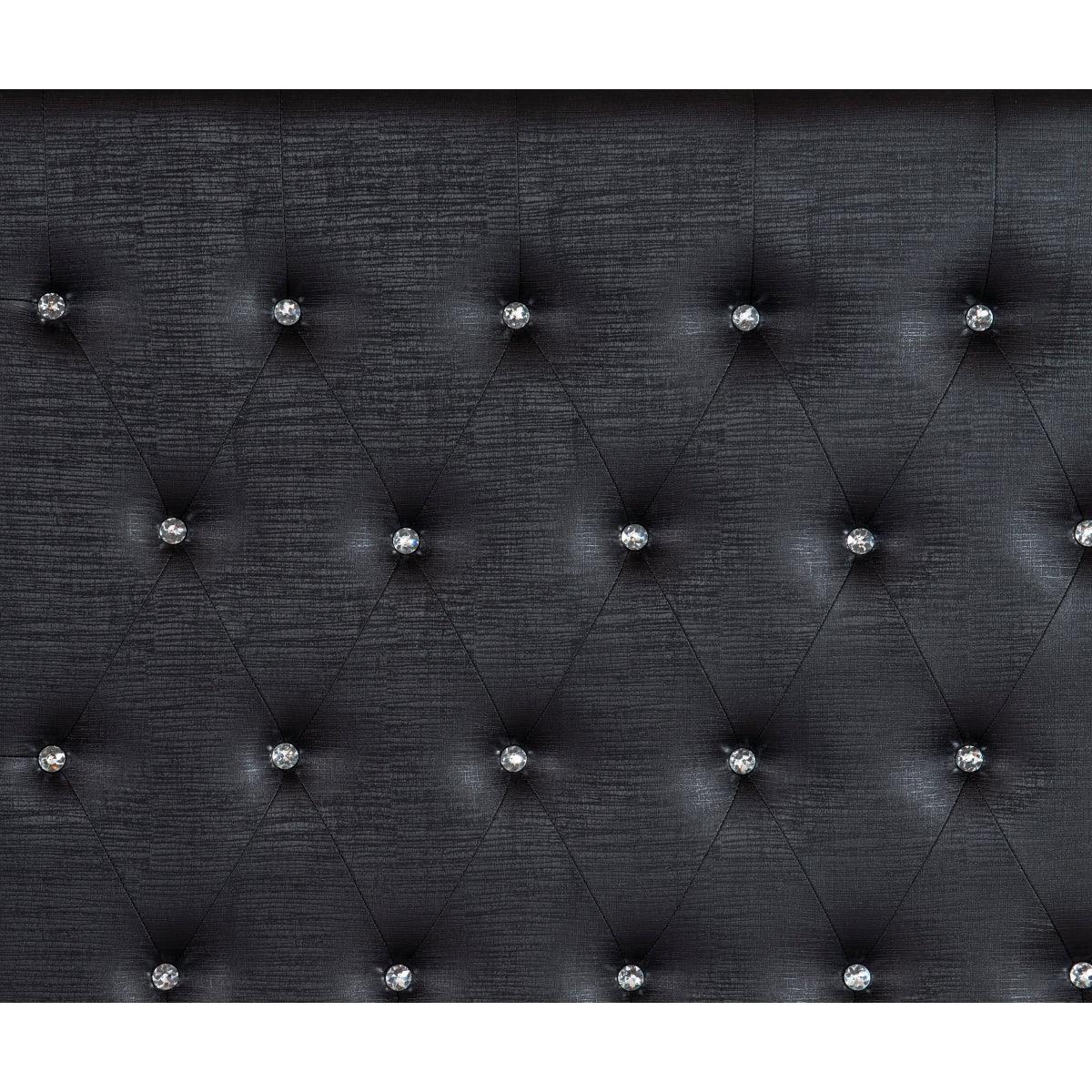 Aveline Black Faux Alligator Embossed Wood And Engineered Wood Faux Leather Upholstered Queen Bed - Ella Furniture