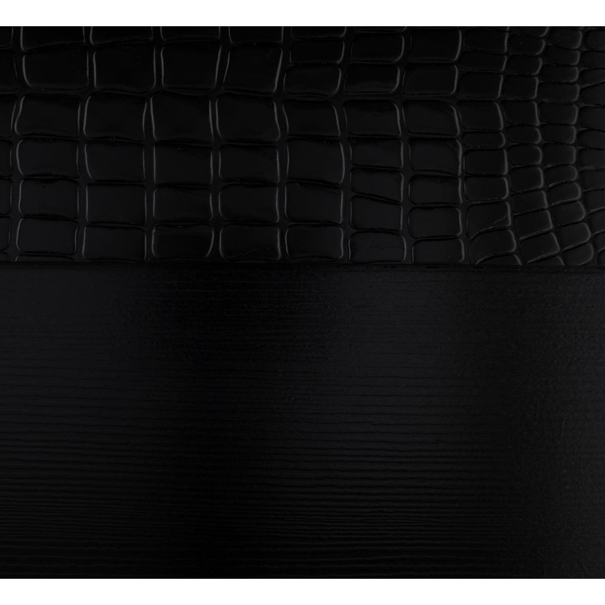 Aveline Black Faux Alligator Wood And Engineered Wood Faux Leather Upholstered Headboard King Bed - Ella Furniture
