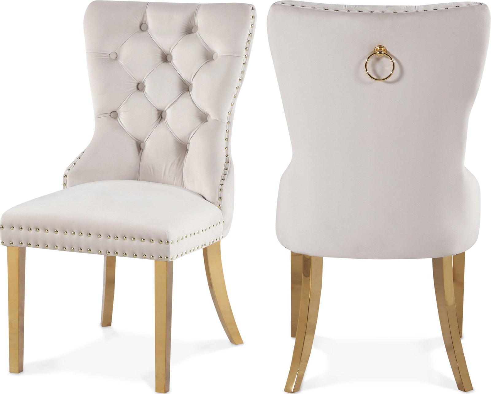 Carmen Cream Velvet Dining Chair - Ella Furniture