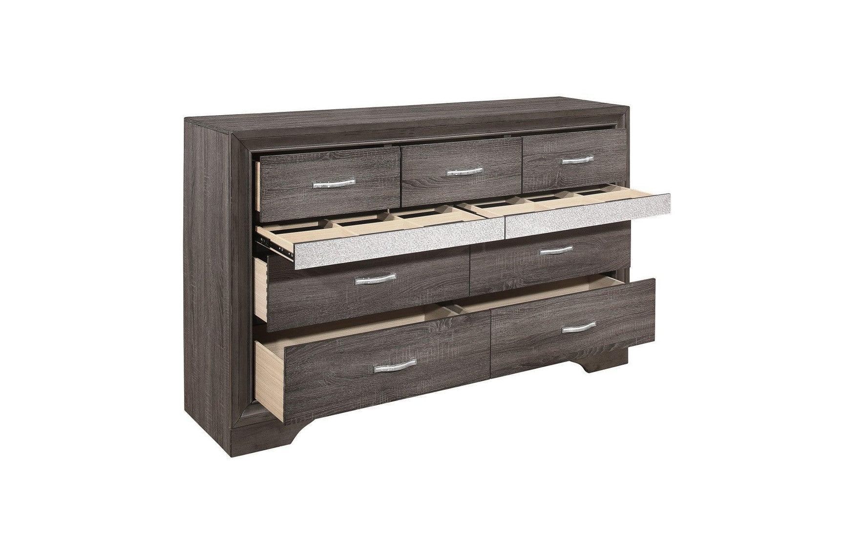 Luster Gray Modern Contemporary Solid Wood Faux Leather Upholstered Storage Platform Bed - Ella Furniture