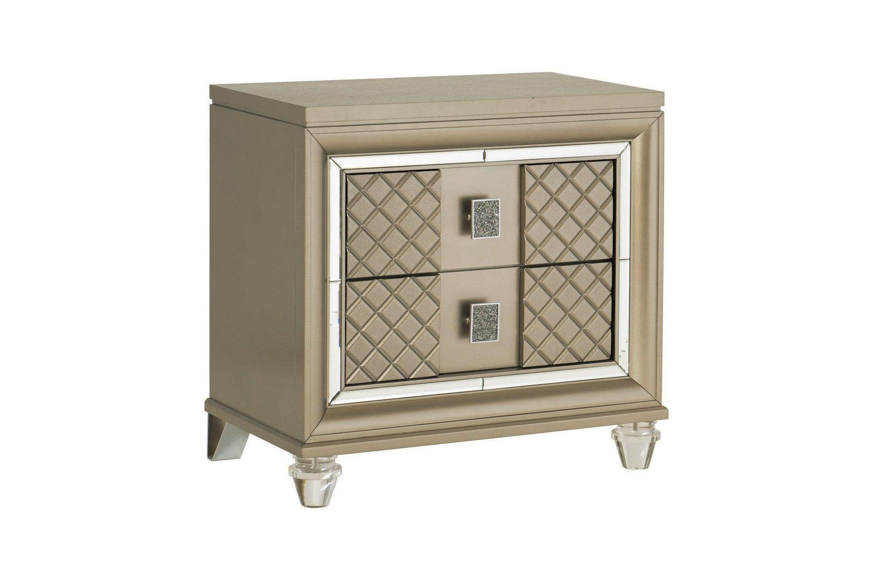 Loudon Champagne Metallic Finish Modern Contemporary Solid Wood Upholstered Bedroom Set - Ella Furniture