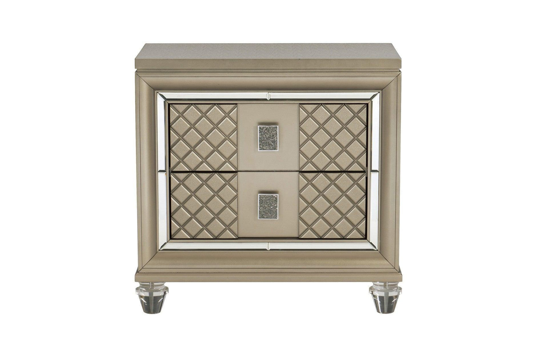 Loudon Champagne Metallic Finish Modern Contemporary Solid Wood Upholstered Bedroom Set - Ella Furniture