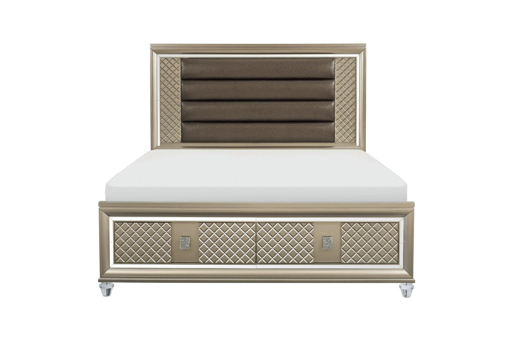 Loudon Champagne Metallic Finish Modern Contemporary Solid Wood Upholstered Bedroom Set - Ella Furniture