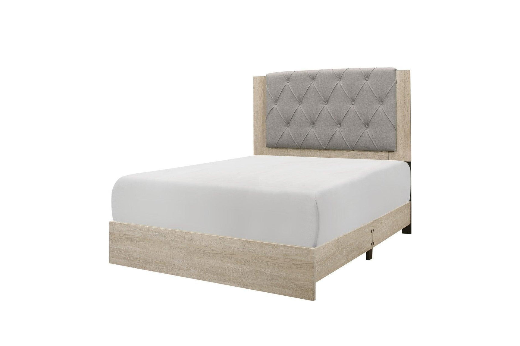 Whiting Gray Linen Modern Contemporary Solid Wood Tufted Panel Bedroom Set - Ella Furniture