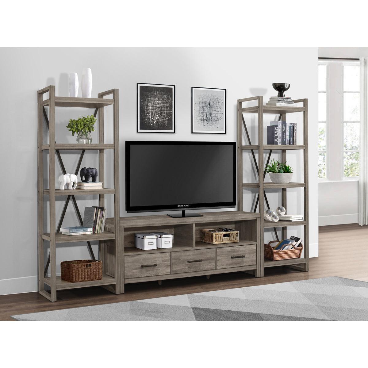 Bainbridge Weathered Gray Rustic Melamine Board Wood Bookcase with Open 5 Storage Shelves - Ella Furniture