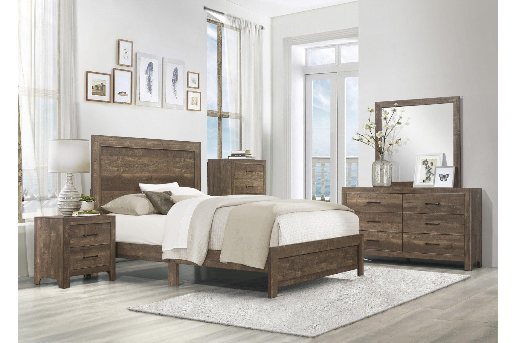 Corbin Rustic Brown Modern Contemporary Solid Wodd Youth Panel Bedroom Set - Ella Furniture