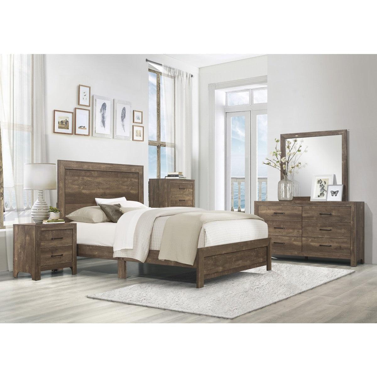 Corbin Rustic-Brown Rustic Faux Wood Veneer Wood And Engineered Wood King Panel Bed In A Box - Ella Furniture
