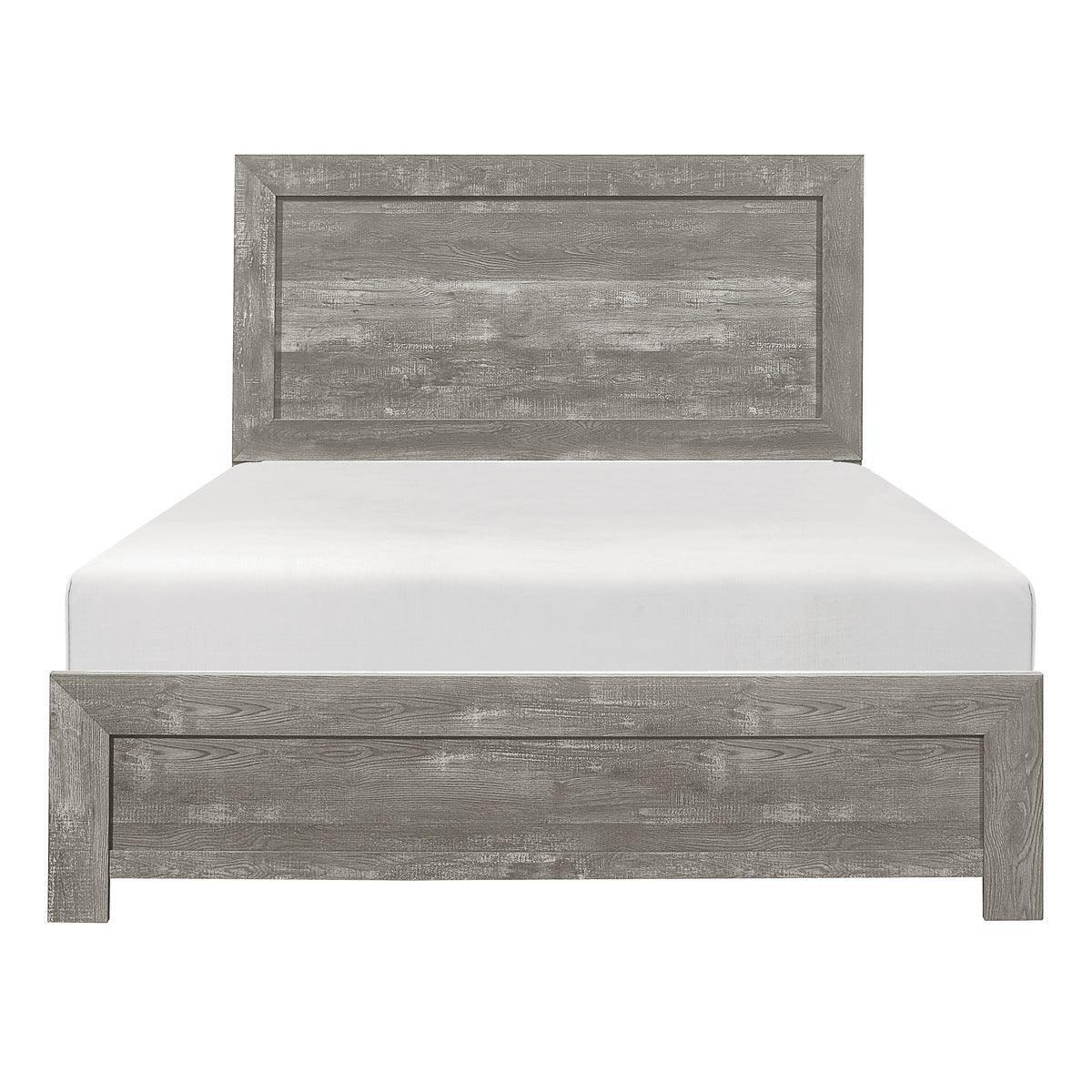 Corbin Gray Modern Rustic Faux Wood Veneer Wood And Engineered Wood King Panel Bed In A Box - Ella Furniture