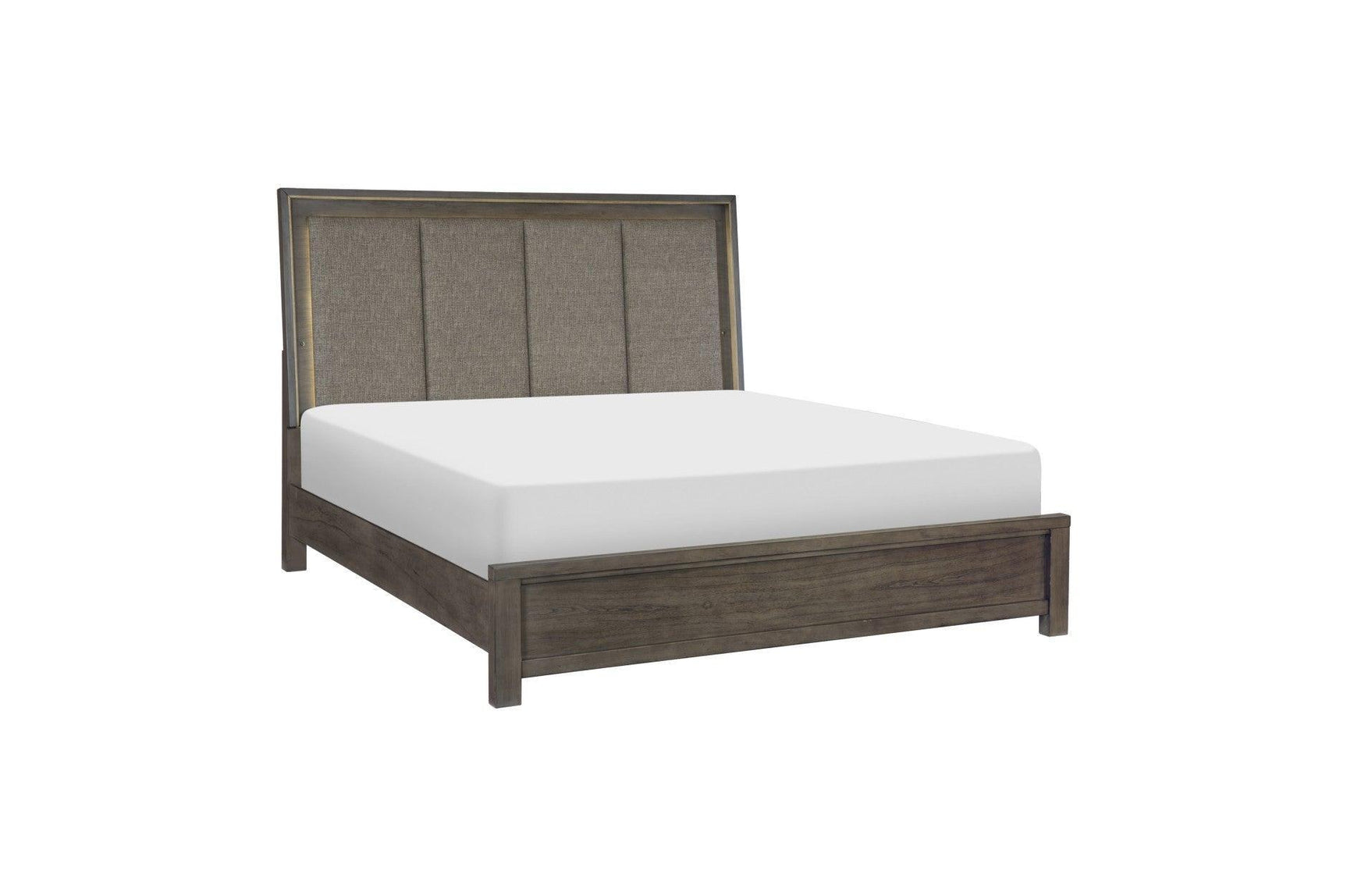 Scarlett Brownish Gray Modern Contemporary Solid Wood Fabric Upholstered Panel Bedroom Set - Ella Furniture