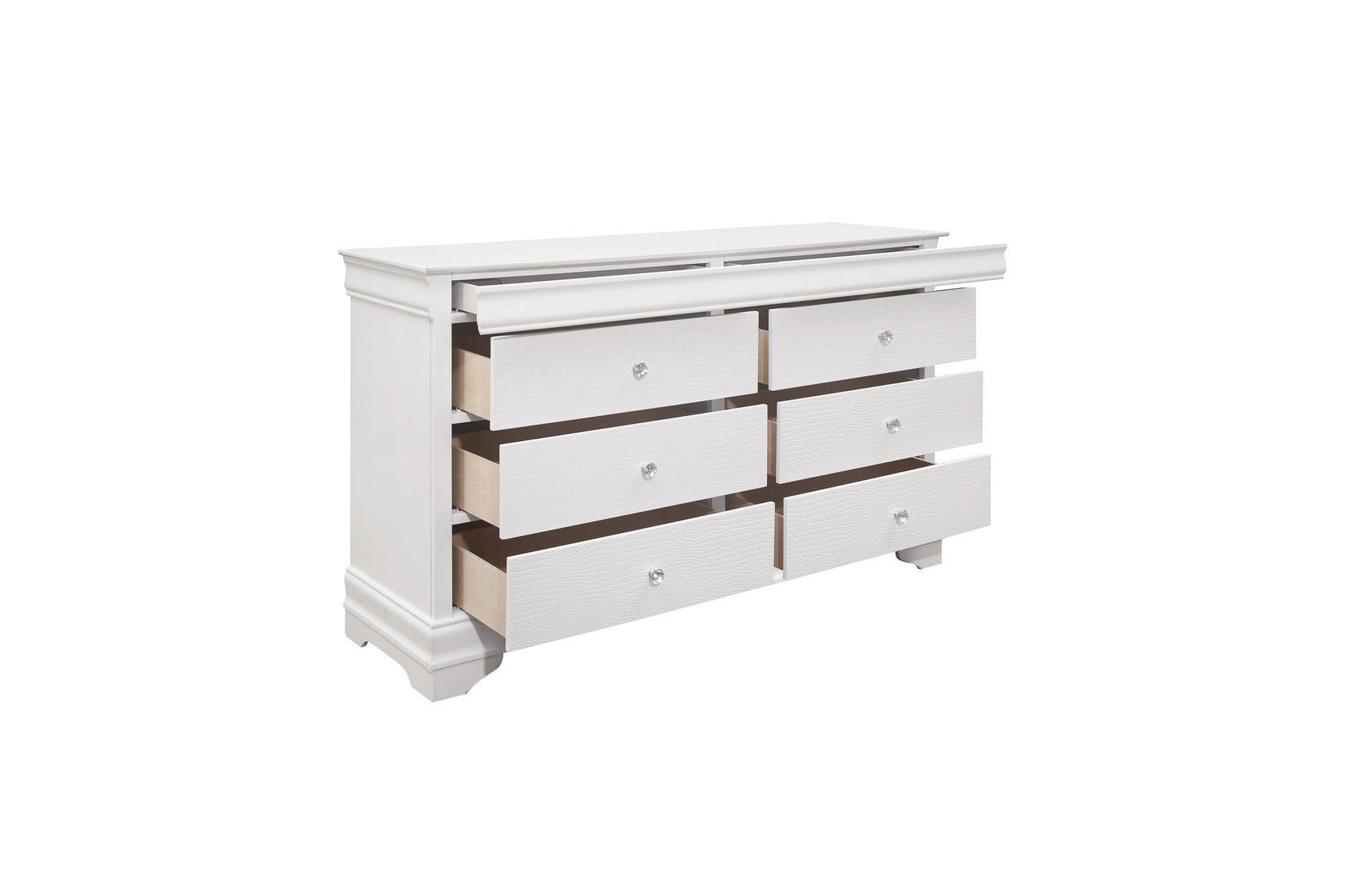 Lana White Contemporary Solid Wood Faux Leather Upholstered Tufted Youth LED Panel Bedroom Set - Ella Furniture