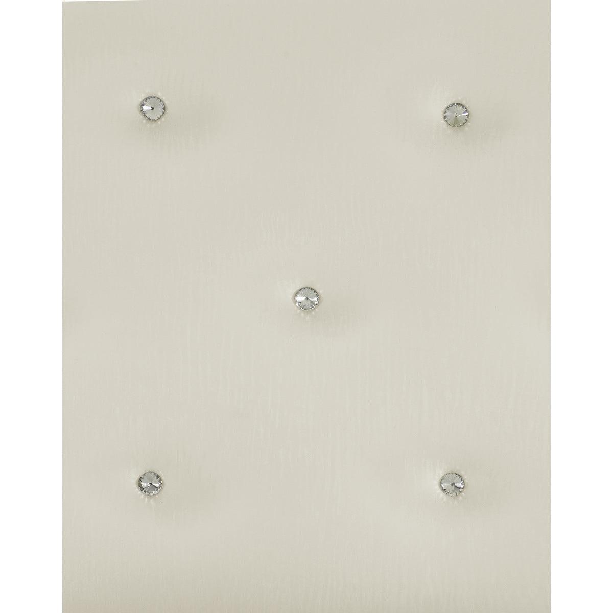 Salon Pearl White Wood And Engineered Wood Faux Leather Upholstered Tufted LED Queen Panel Bed - Ella Furniture
