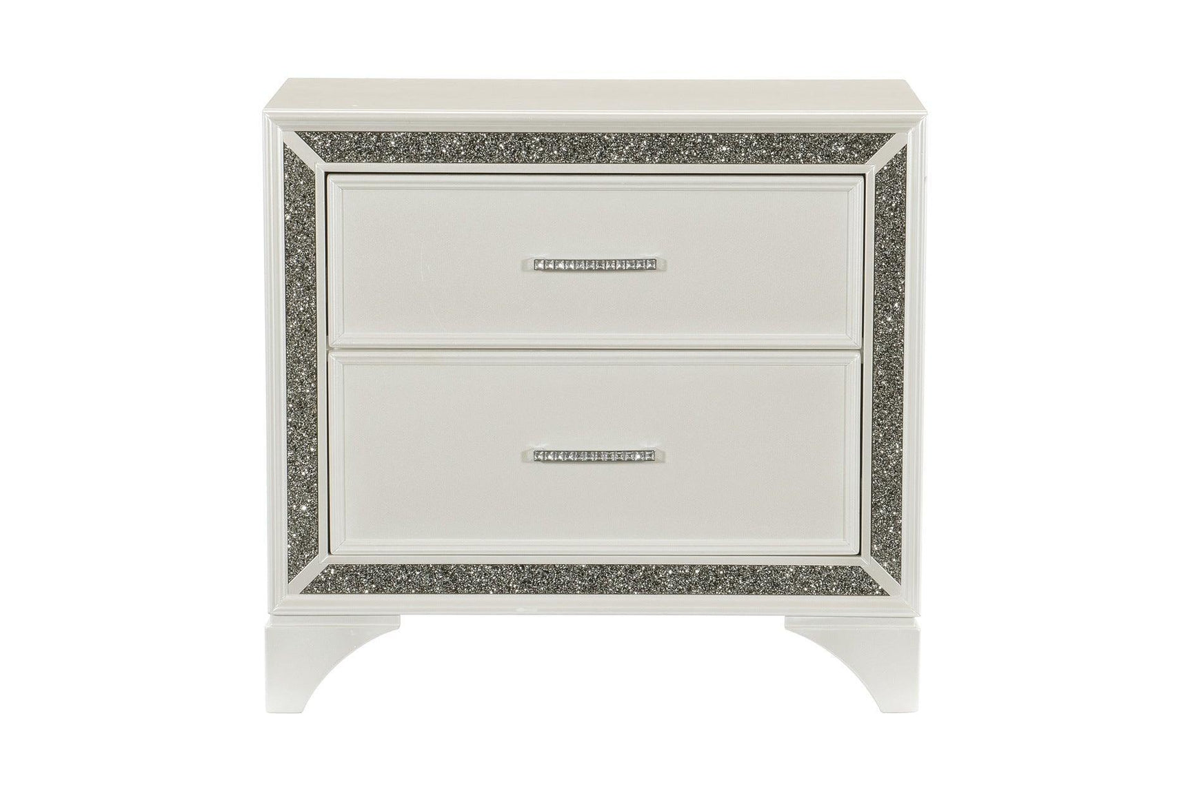 Salon White Modern Contemporary Solid Wood Faux Leather Upholstered Tufted LED Panel Bedroom Set - Ella Furniture