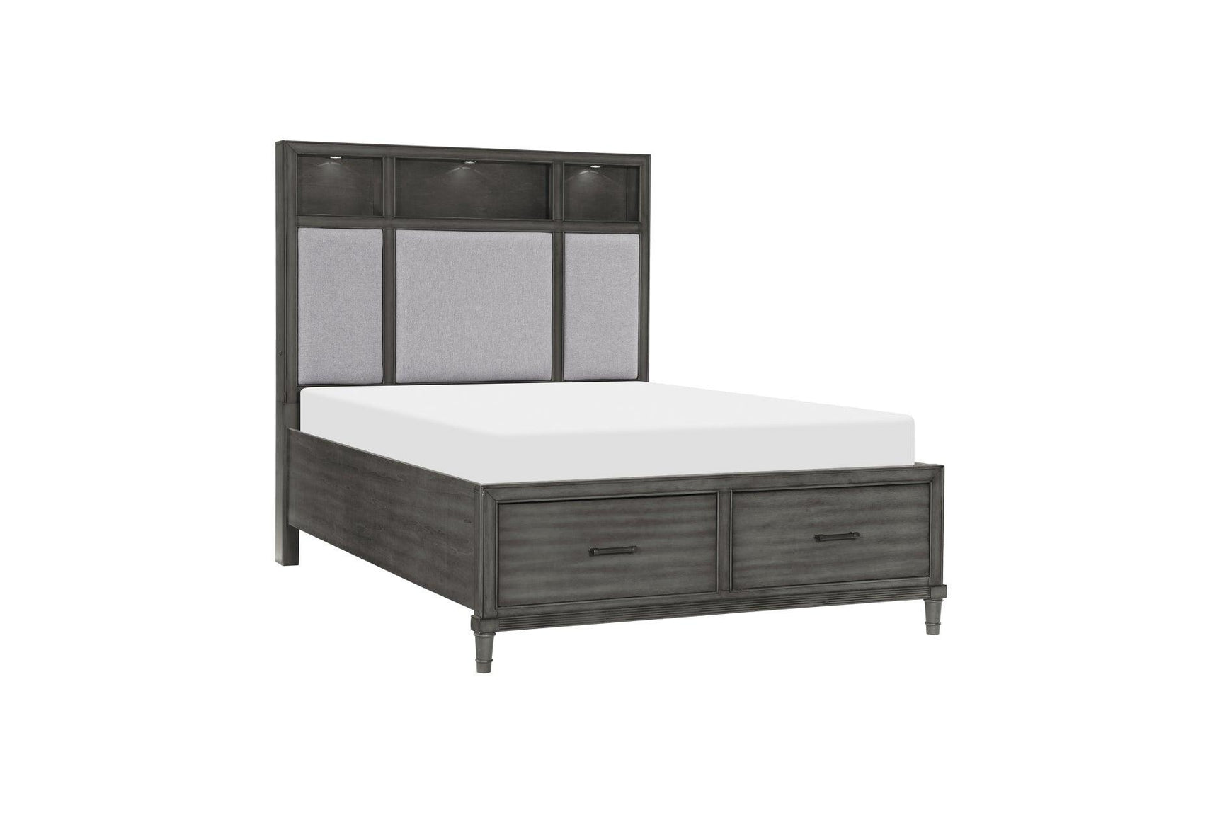 Wittenberry Gray Modern Contemporary Solid Wood Fabric Upholstered Storage Bedroom Set - Ella Furniture