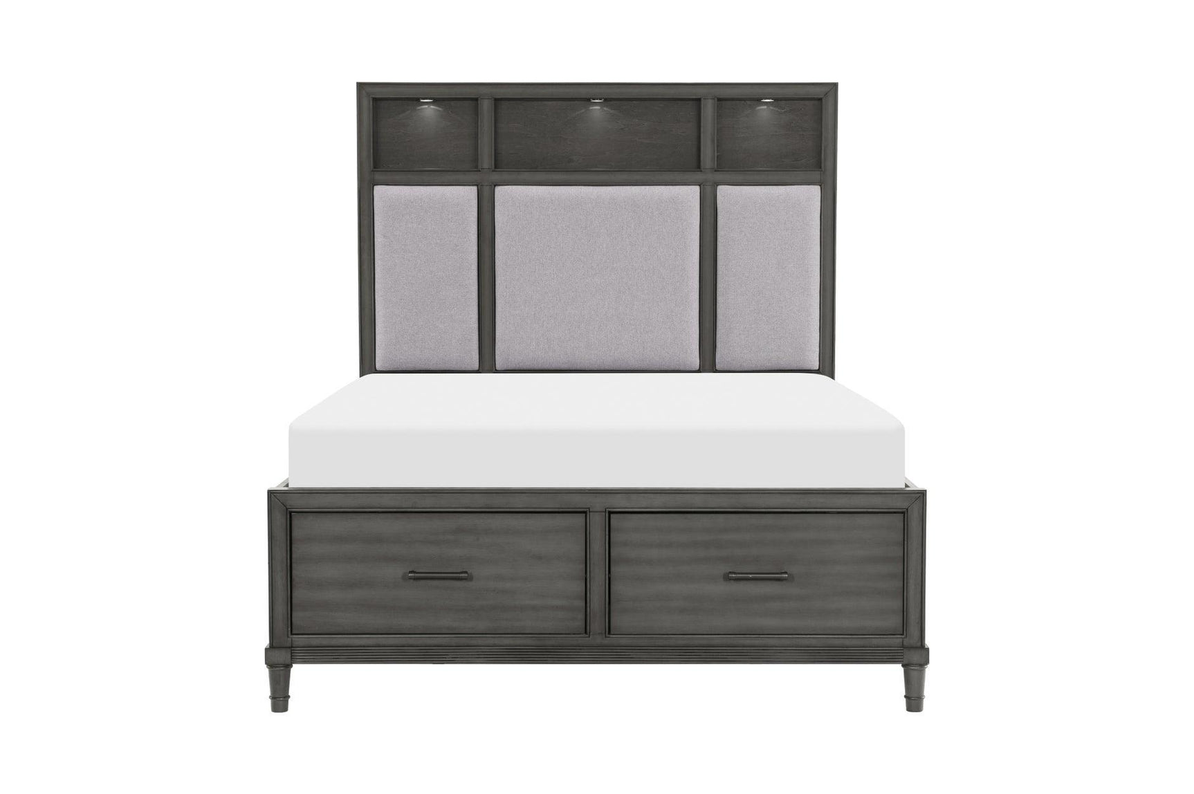 Wittenberry Gray Modern Contemporary Solid Wood Fabric Upholstered Storage Bedroom Set - Ella Furniture