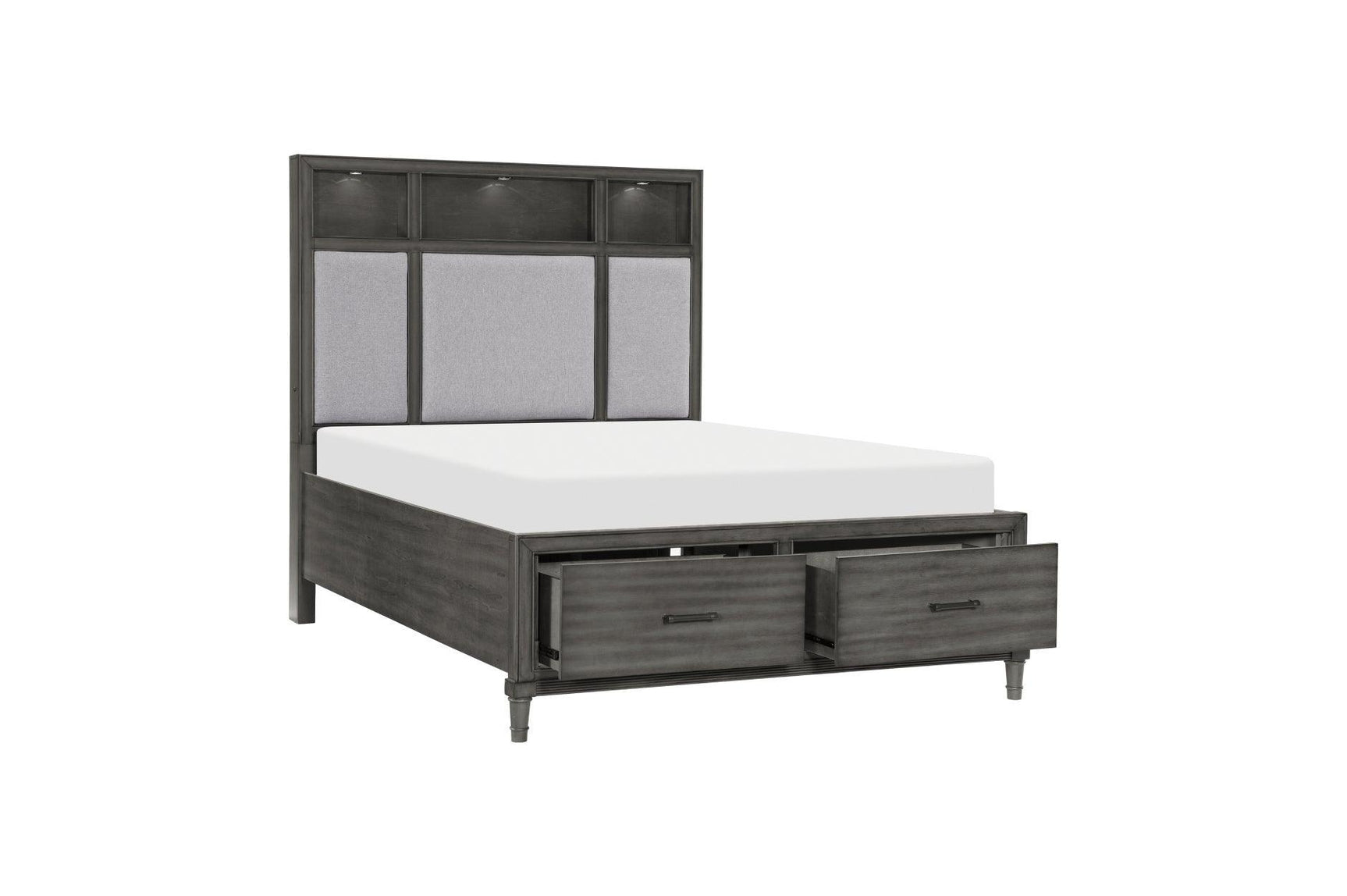 Wittenberry Gray Modern Contemporary Solid Wood Fabric Upholstered Storage Bedroom Set - Ella Furniture