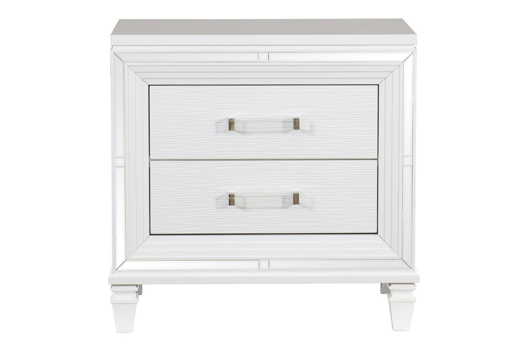 Tamsin White Contemporary Solid Wood Faux Leather Upholstered LED Storage Platform Bedroom Set - Ella Furniture