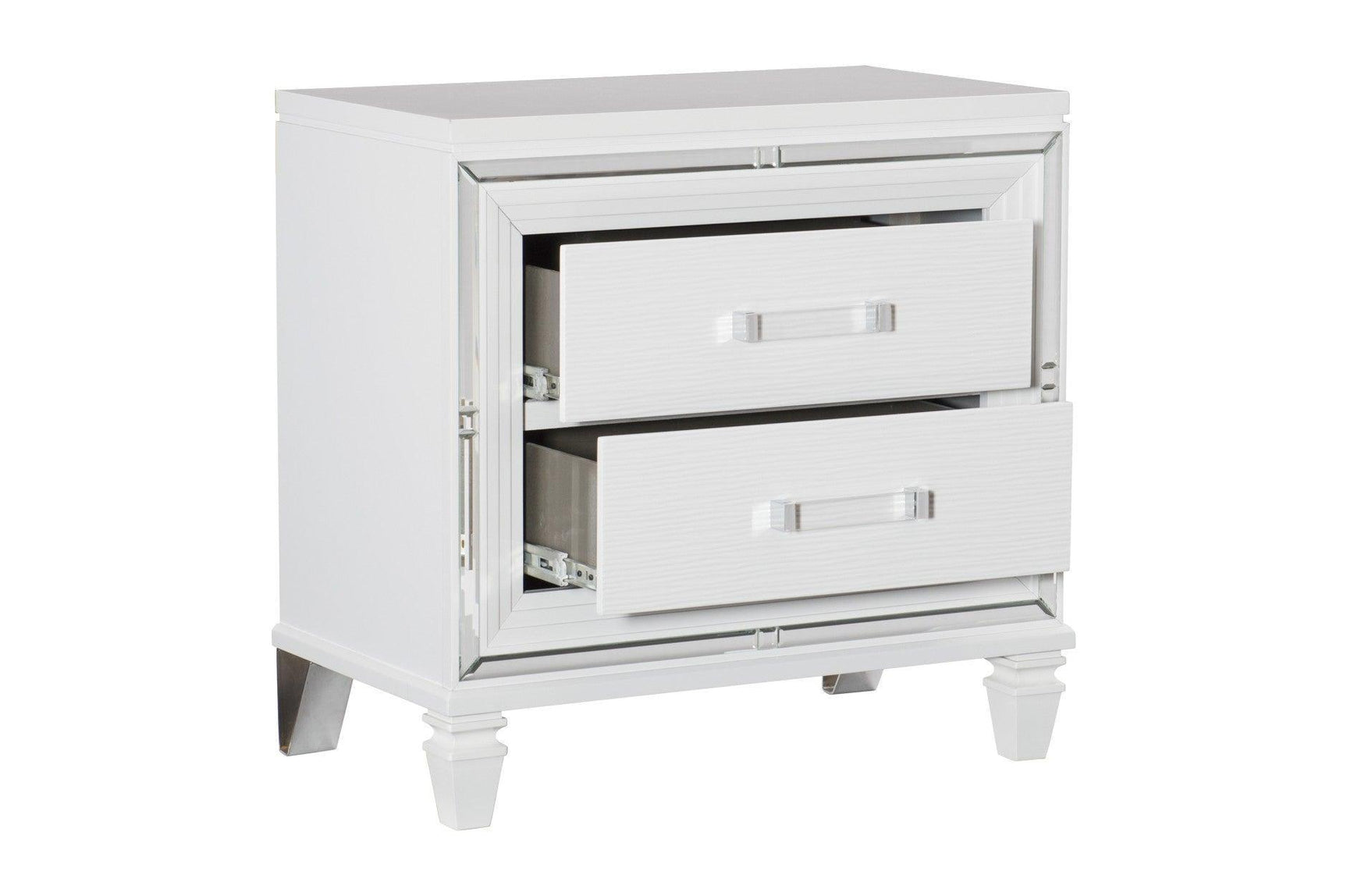 Tamsin White Contemporary Solid Wood Faux Leather Upholstered LED Storage Platform Bedroom Set - Ella Furniture