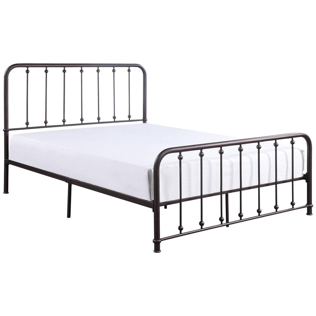 Larkspur Dark Bronze Modern Traditional Metal Frame Queen Platform Bed - Ella Furniture