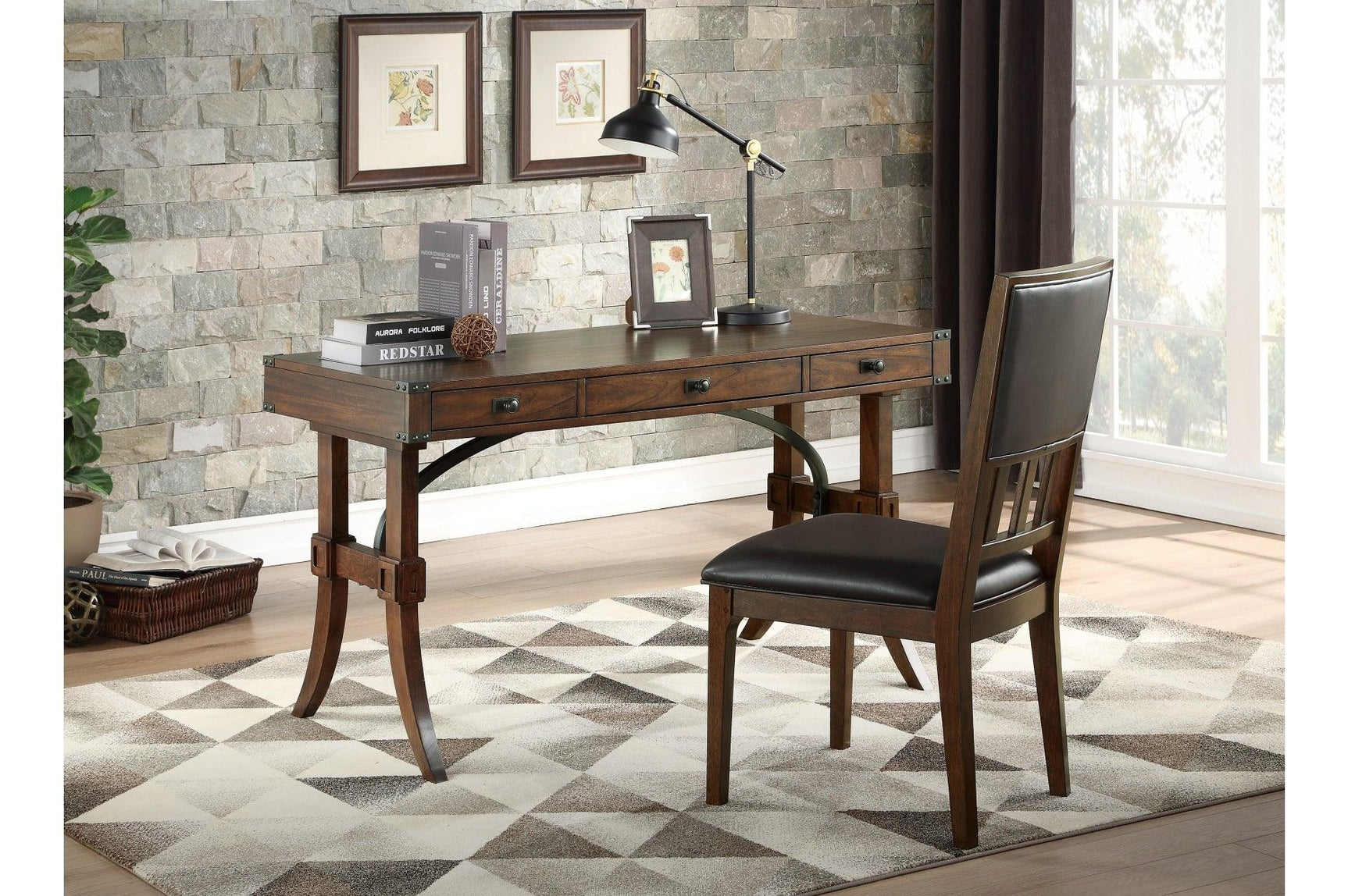 Frazier Park Brown Cherry Modern Contemporary Solid Wood Upholstered Storage Plarform Bedroom Set - Ella Furniture