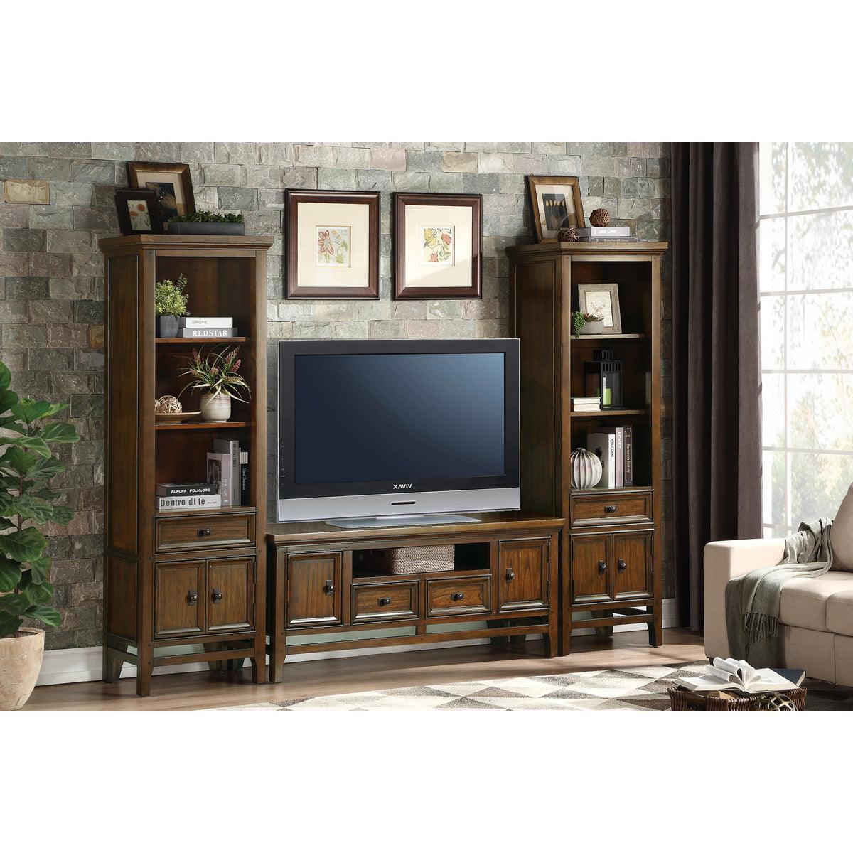Frazier Park Brown Cherry Mindy Veneer Wood And Engineered Wood Side Pier 2 Upper Fixed Shelves - Ella Furniture
