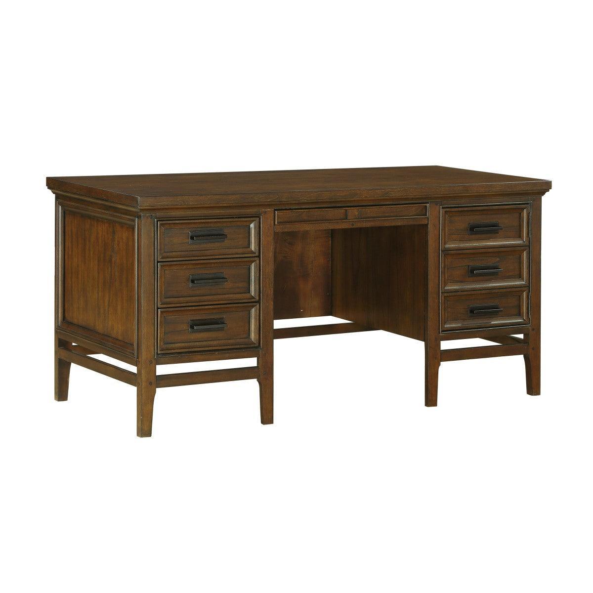 Frazier Park Brown Cherry Modern Mindy Veneer Wood And Engineered Wood Storage Executive Desk - Ella Furniture
