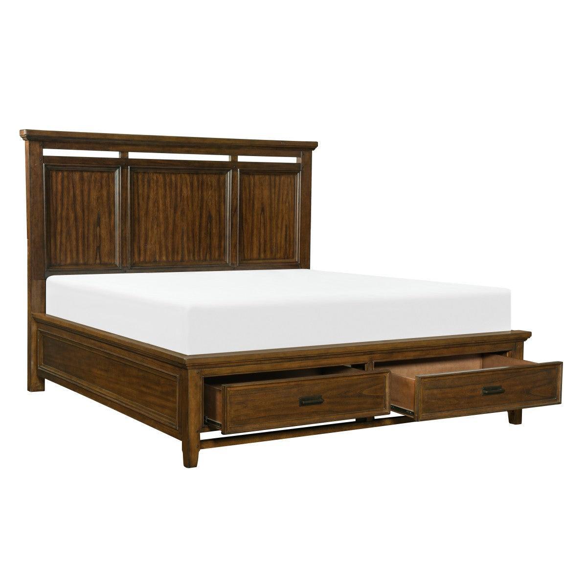 Frazier Brown Cherry Modern Traditional Mindy Veneer Wood And Engineered Wood King Platform Bed - Ella Furniture