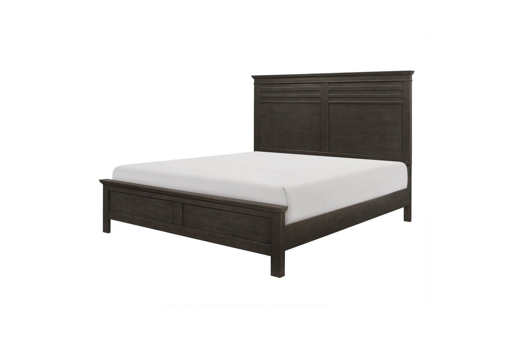 Blaire Farm Charcoal Gray Okume Veneer And Modern Solid Wood Panel Bedroom Set - Ella Furniture