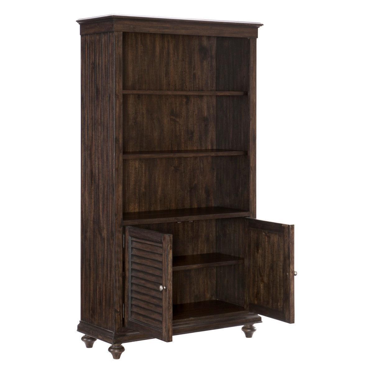 Cardano Driftwood Charcoal Acacia Veneer Wood And Engineered Wood Bookcase 3 Upper Open Shelves - Ella Furniture