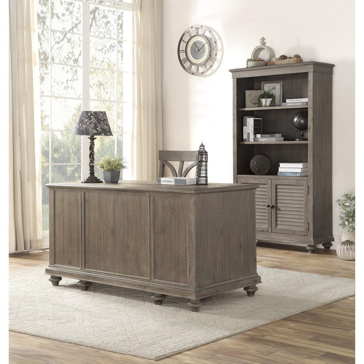 Cardano Driftwood Light Brown Traditional Acacia Veneer Wood And Engineered Wood Executive Desk - Ella Furniture