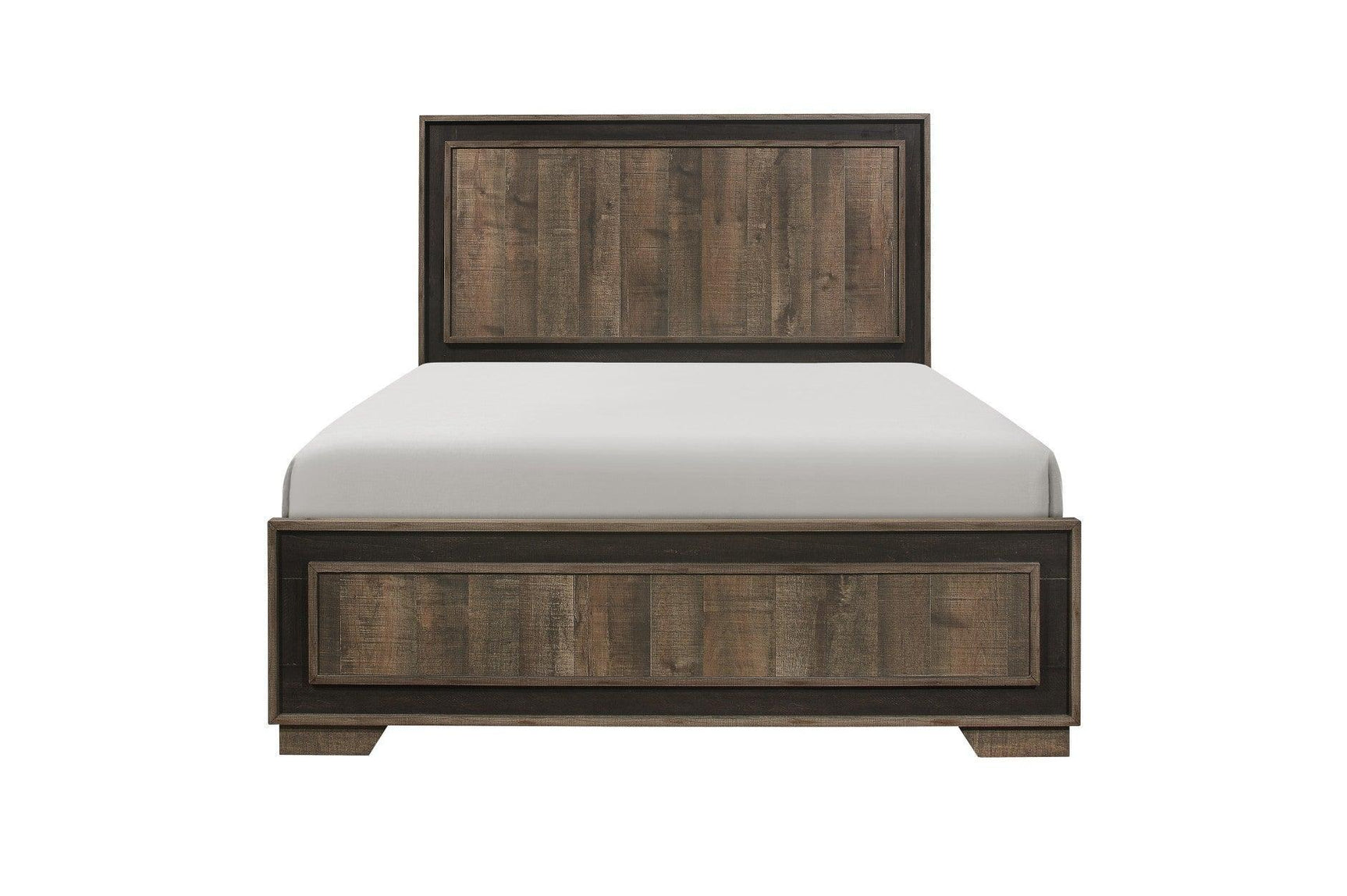 Ellendale Mahogany Rustic Modern Traditional Faux-wood Veneers Panel Bedroom Set - Ella Furniture