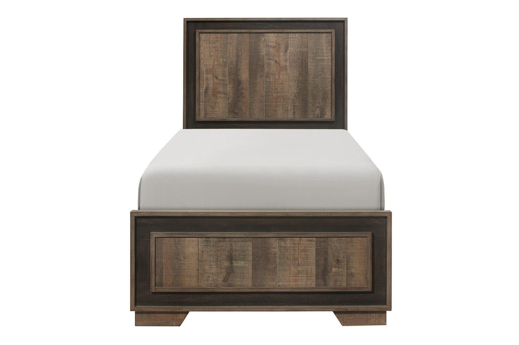 Ellendale Mahogany Rustic Modern Traditional Faux-wood Veneers Panel Bedroom Set - Ella Furniture