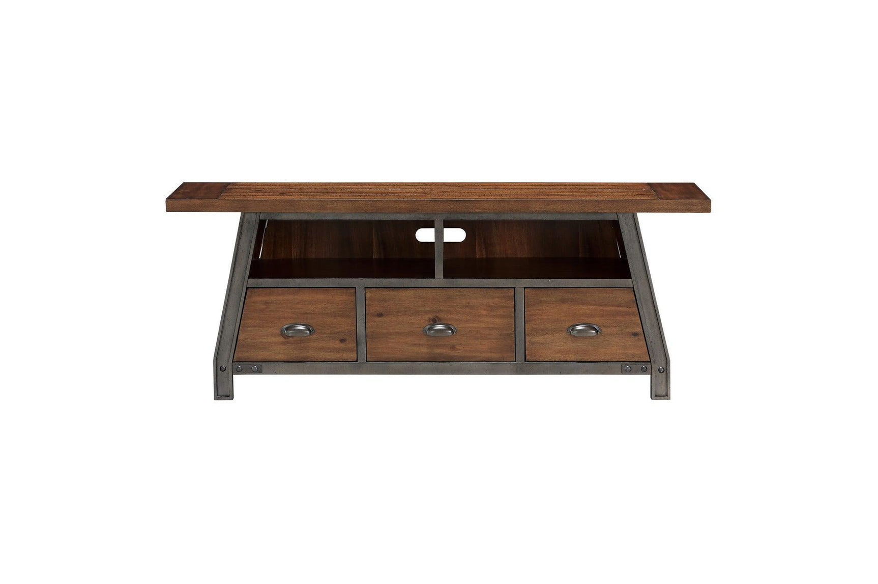 Holverson Gunmetal Modern Contemporary Industrial Solid Wood And Metal Storage Tv Stand - Ella Furniture