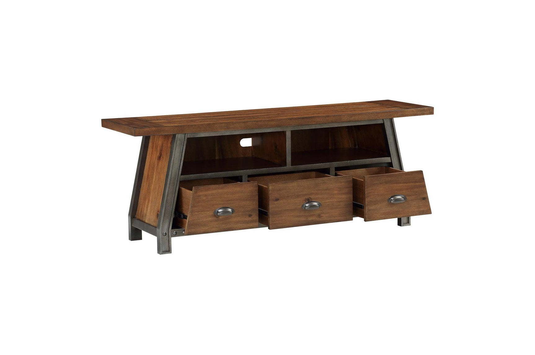 Holverson Gunmetal Modern Contemporary Industrial Solid Wood And Metal Storage Tv Stand - Ella Furniture