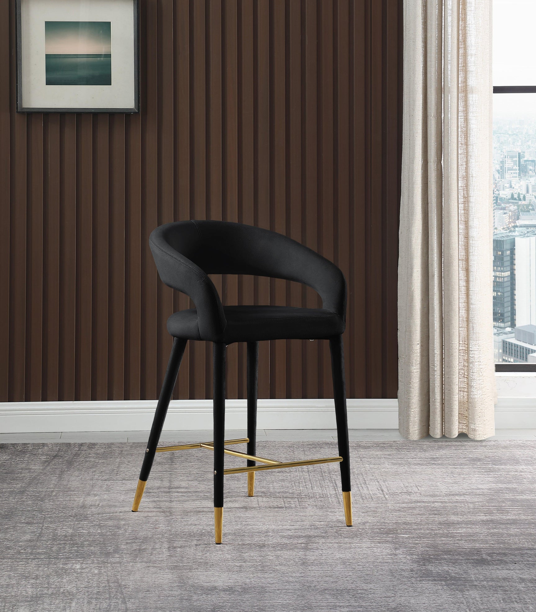 Destiny Black Velvet Stool - Ella Furniture
