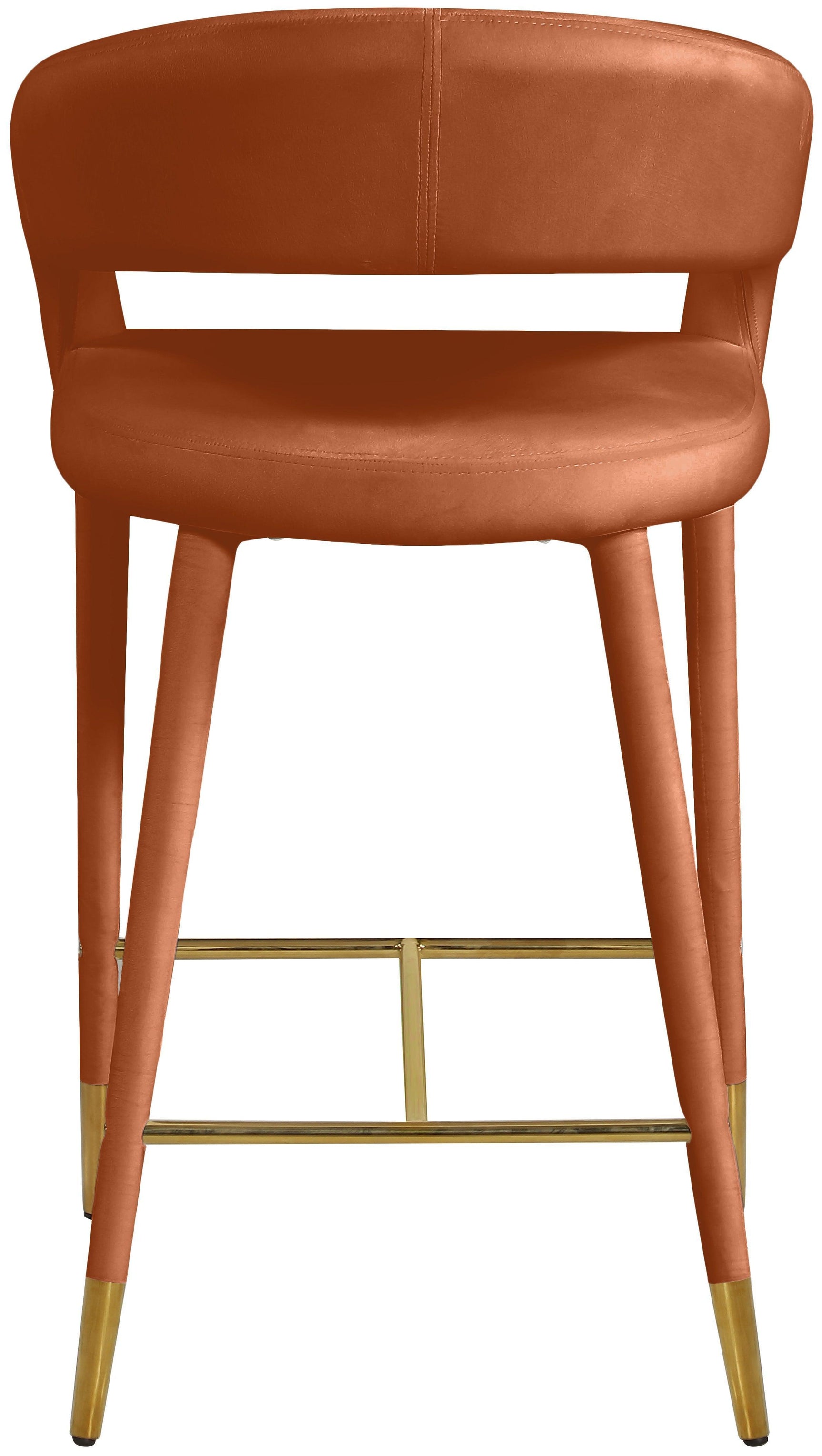 Destiny Cognac Velvet Stool - Ella Furniture